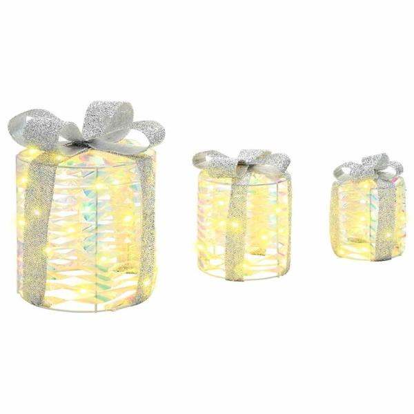 Geschenkbox Dekoration 3 pcs Warmweiß 12 cm 15 cm 20 cm PET