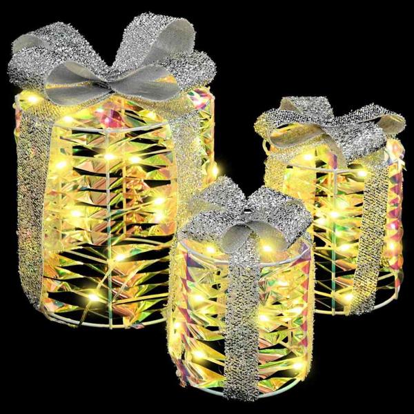 Geschenkbox Dekoration 3 pcs Warmweiß 12 cm 15 cm 20 cm PET