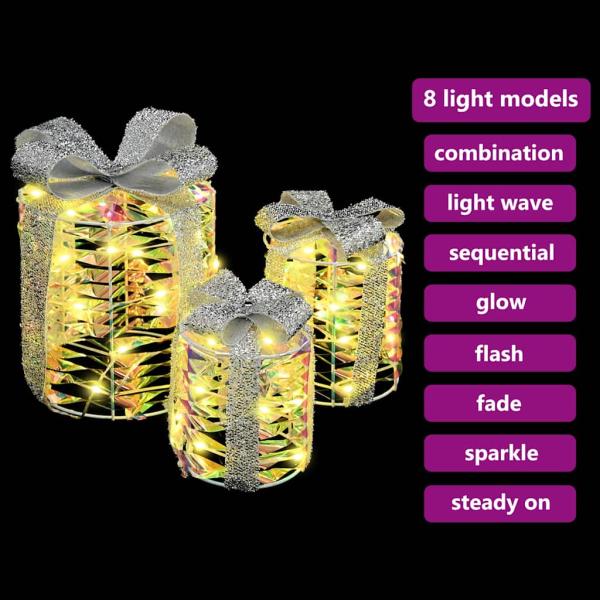 Geschenkbox Dekoration 3 pcs Warmweiß 12 cm 15 cm 20 cm PET