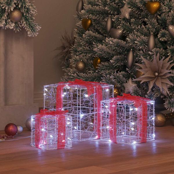 Geschenkbox mit 60 LEDs 3 pcs Kaltweiß 20 x 20 x 20 cm Acryl