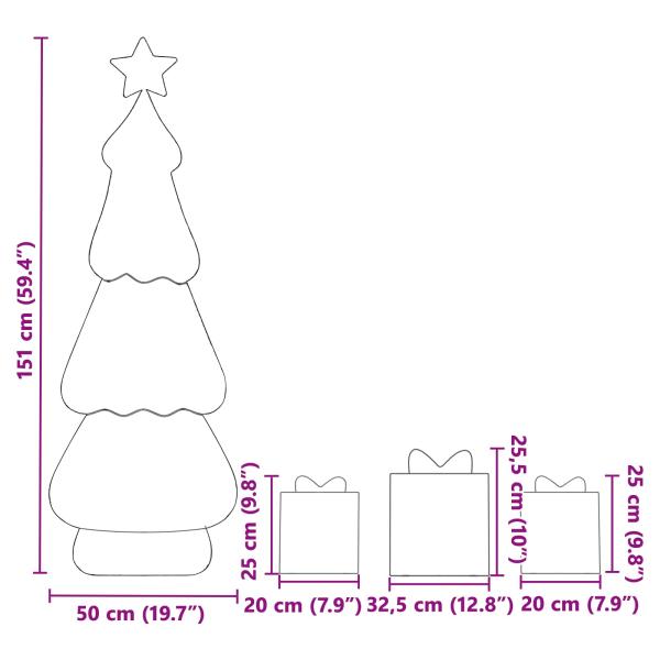 Beleuchteter Weihnachtsbaum mit 3 Geschenkboxen 2D Warm Weiß