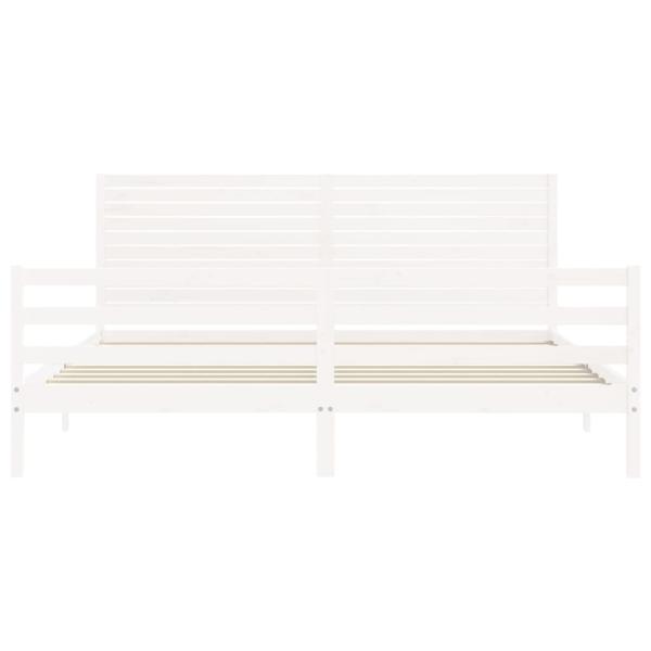 Massivholzbett mit Kopfteil Weiß