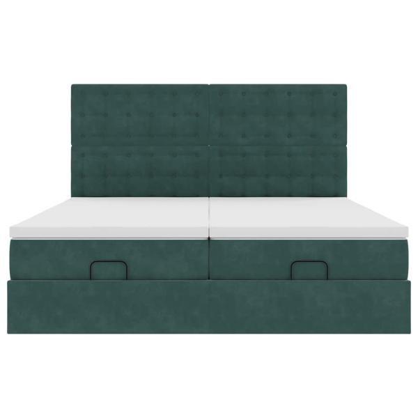 ARDEBO.de - Ottoman-Bett mit Matratzen Dunkelgrün 160x200 cm Samt