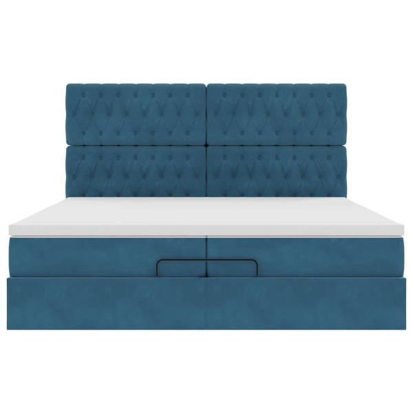 Ottoman-Bett mit Matratzen Dunkelblau 200x200 cm Samt
