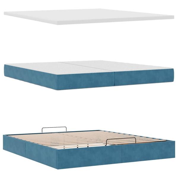 Ottoman-Bett mit Matratzen Dunkelblau 200x200 cm Samt