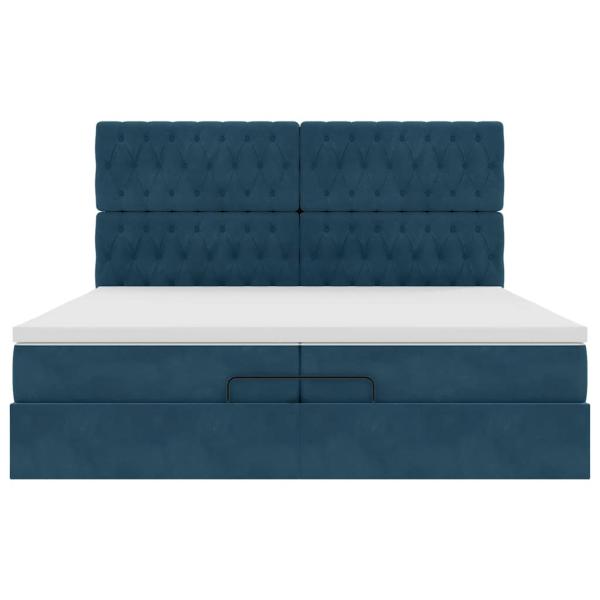Ottoman-Bett mit Matratzen & LED Dunkelblau 200x200 cm Samt