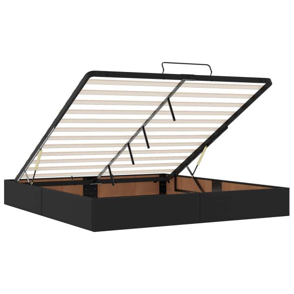 Bettgestell mit Matratze Schwarz 200 x 200 cm Kunstleder