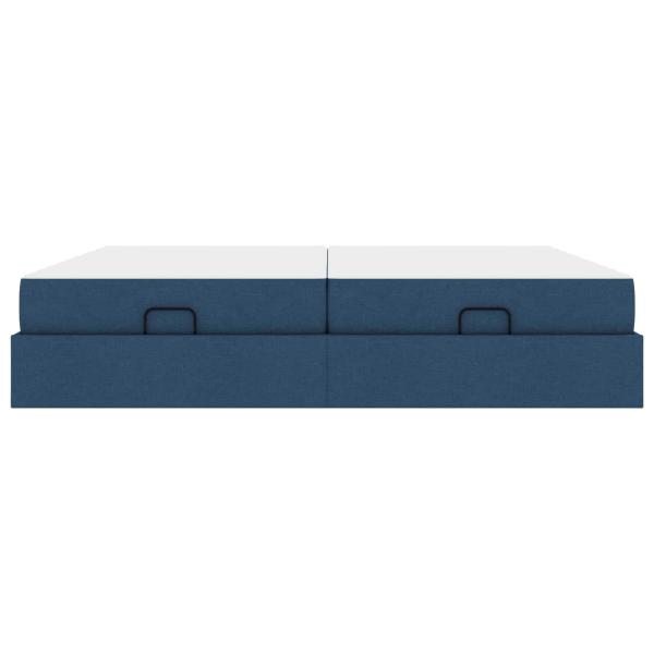 Bettgestell mit Speicher Blau 200 x 200 cm Stoff