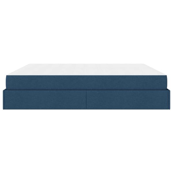 Bettgestell mit Speicher Blau 200 x 200 cm Stoff