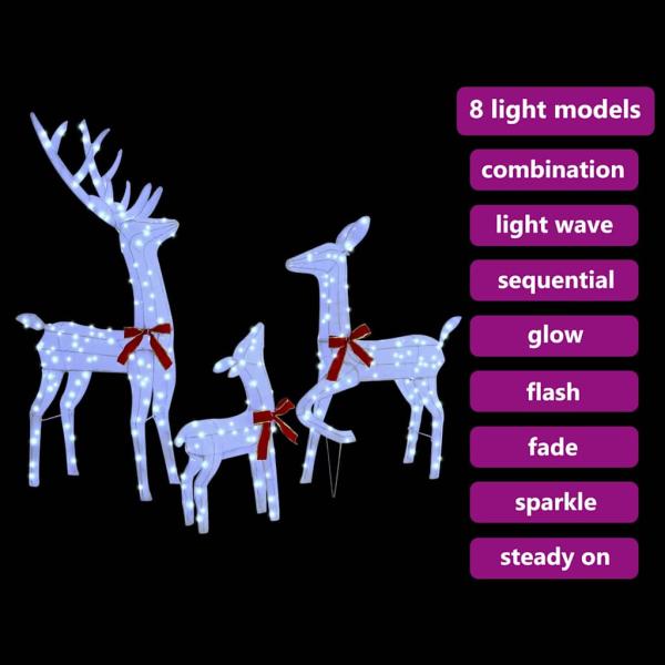 Rentierfamilie 3 pcs Kaltweiß 68 x 26 x 127 cm Stoff