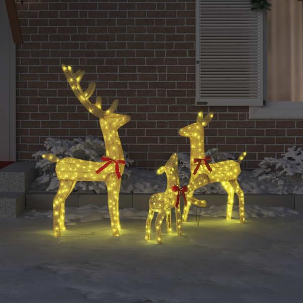 Rentierfamilie 3 pcs Warmweiß 68 x 26 x 127 cm Stoff