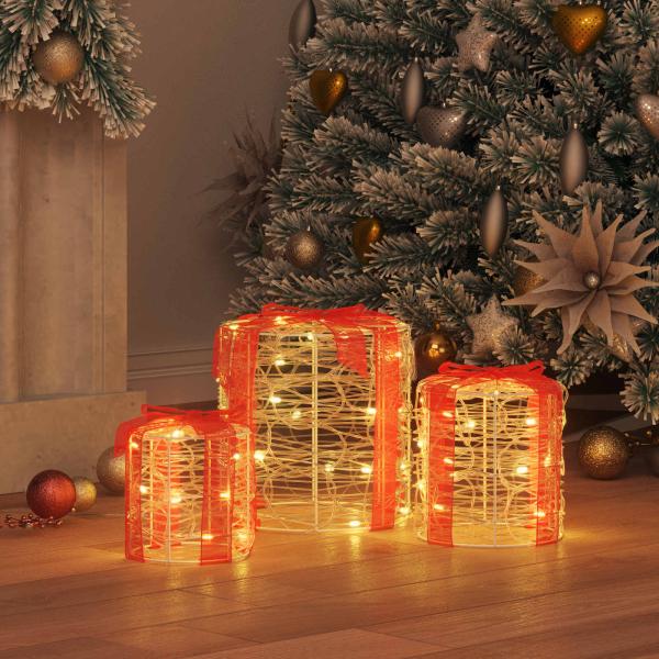 Geschenkbox Dekoration 3 pcs Warmweiß 20 x 20 x 21 cm Acryl