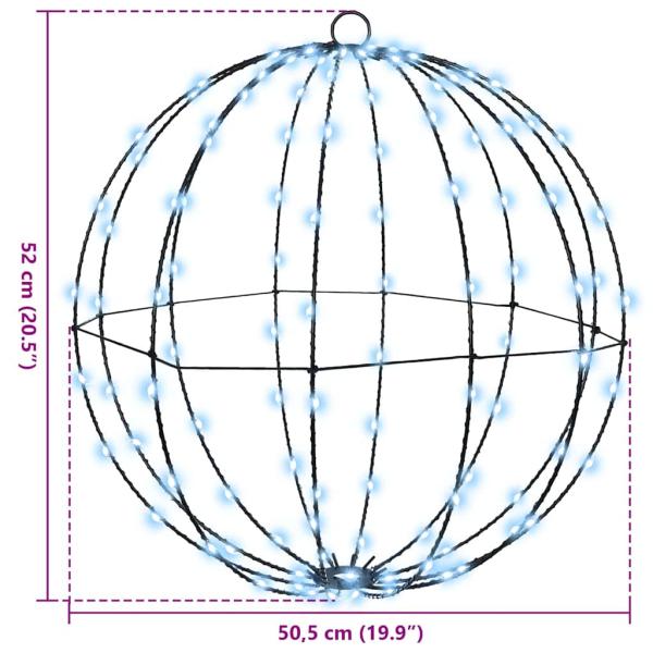 Ball mit 160 LEDs Kaltweiß 50 cm Metall