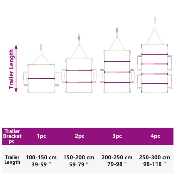 geeignet für flache Planenhalterung 4 pcs Silber 130-210 cm