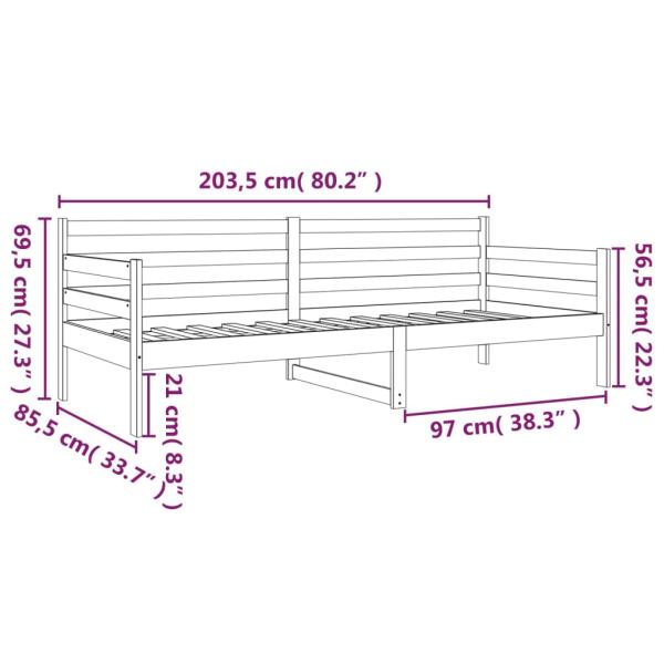 Tagesbett ohne Matratze 80x200 cm Massivholz Kiefer