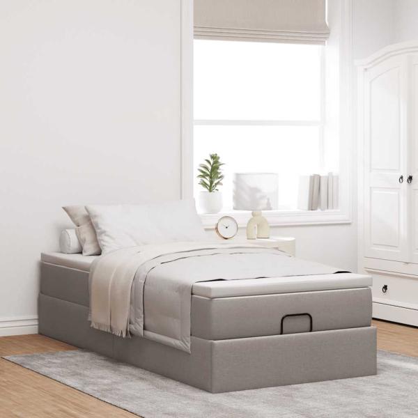 Ottoman-Bett mit Matratze Taupe 80x200 cm Stoff