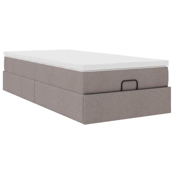 Ottoman-Bett mit Matratze Taupe 80x200 cm Stoff