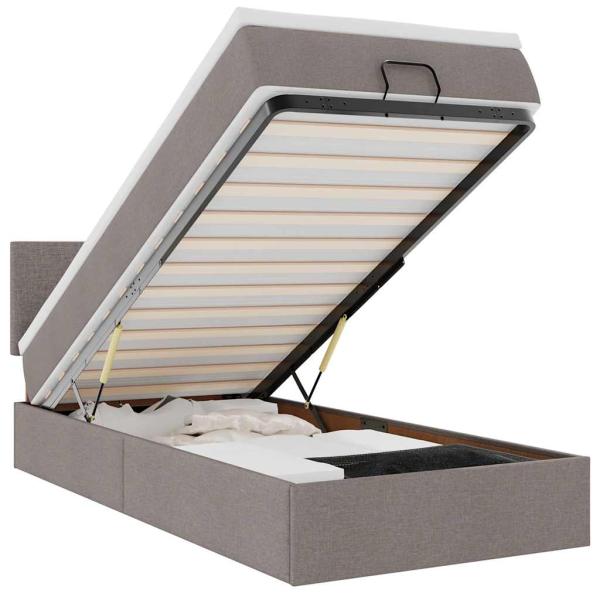 Ottoman-Bett mit Matratze Taupe 80x200 cm Stoff