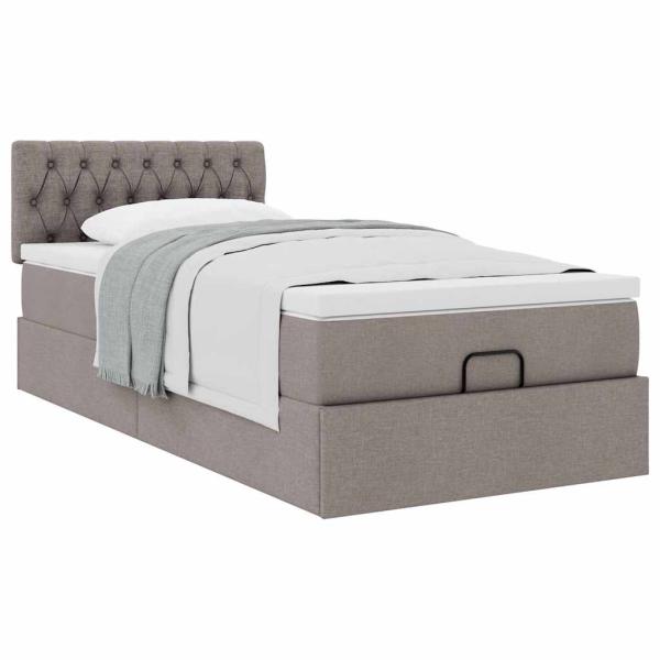 Ottoman-Bett mit Matratze Taupe 80x200 cm Stoff