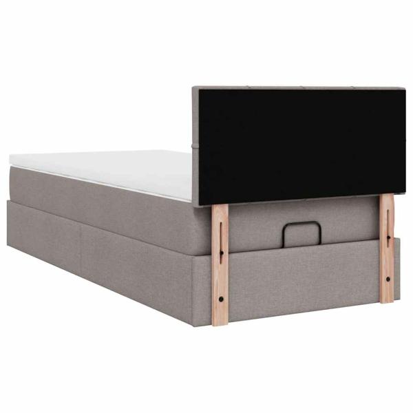 Ottoman-Bett mit Matratze & LEDs Taupe 80x200 cm Stoff