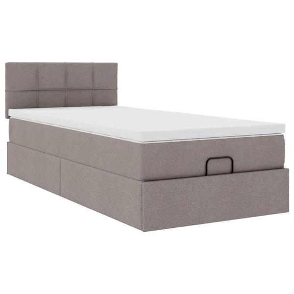 Ottoman-Bett mit Matratze & LEDs Taupe 80x200 cm Stoff