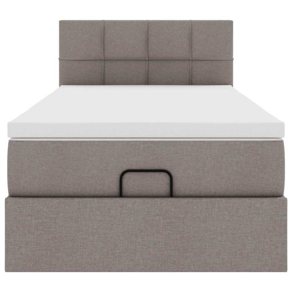 Ottoman-Bett mit Matratze & LEDs Taupe 80x200 cm Stoff