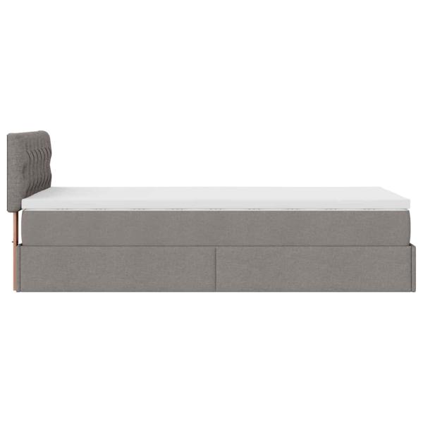 Ottoman-Bett mit Matratze & LEDs Taupe 80x200 cm Stoff