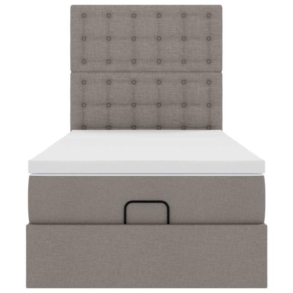 Ottoman-Bett mit Matratze & LEDs Taupe 80x200 cm Stoff