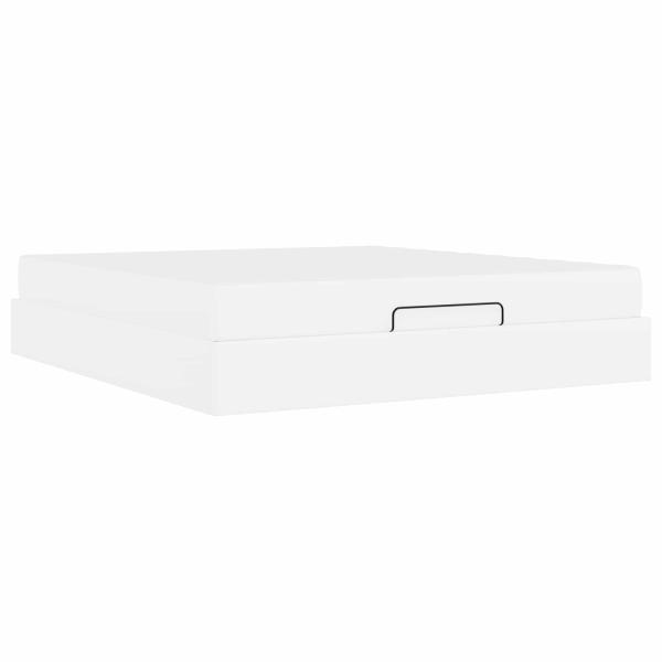 Bettgestell mit Matratze Reinweiß 180 x 200 cm Kunstleder