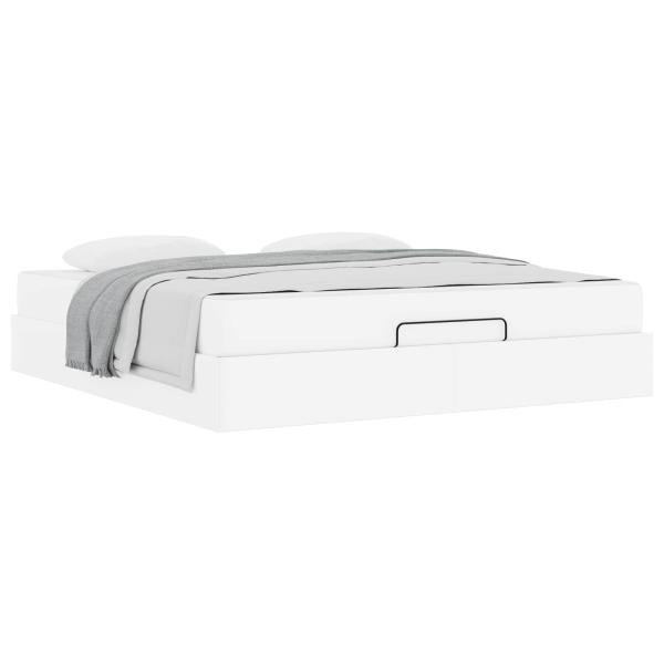 Bettgestell mit Matratze Reinweiß 180 x 200 cm Kunstleder