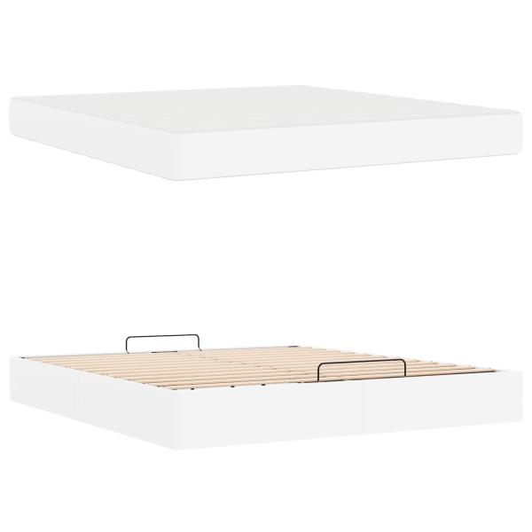 Bettgestell mit Matratze Reinweiß 180 x 200 cm Kunstleder