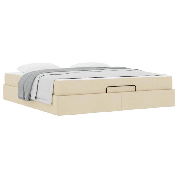 Bettgestell mit Speicher Creme 180 x 200 cm Stoff