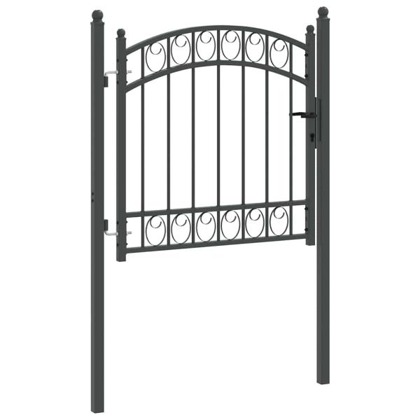 Zauntor mit Schloss Grau 100 x 100 cm Pulverbeschichteter Stahl