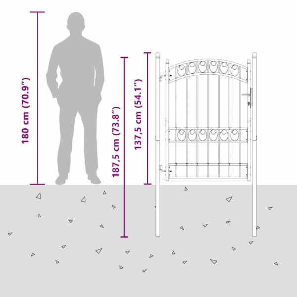 Zauntor mit Schloss Grau 170 x 100 cm Pulverbeschichteter Stahl