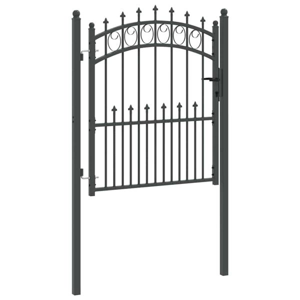 Zauntor mit Spitzen Grau 125 x 100 cm Pulverbeschichteter Stahl