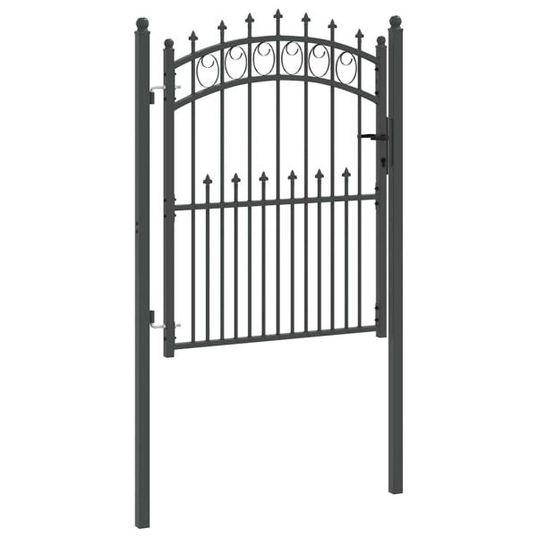 Zauntor mit Spitzen Grau 150 x 100 cm Pulverbeschichteter Stahl