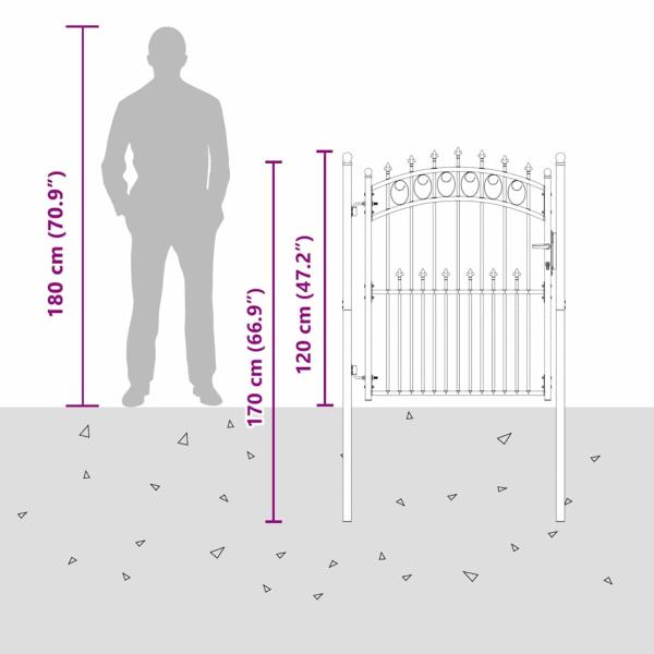 Zauntor mit Spitzen Grau 150 x 100 cm Pulverbeschichteter Stahl