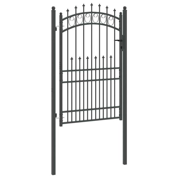 Zauntor mit Spitzen Grau 200 x 100 cm Pulverbeschichteter Stahl