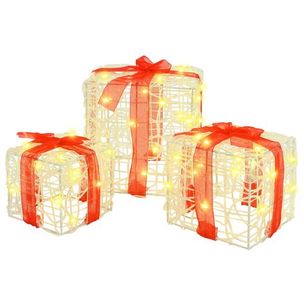 ARDEBO.de - Geschenkbox mit 60 LEDs 3 pcs Warmweiß 20 x 20 x 20 cm Acryl