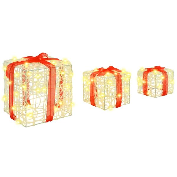 Geschenkbox mit 60 LEDs 3 pcs Warmweiß 20 x 20 x 20 cm Acryl