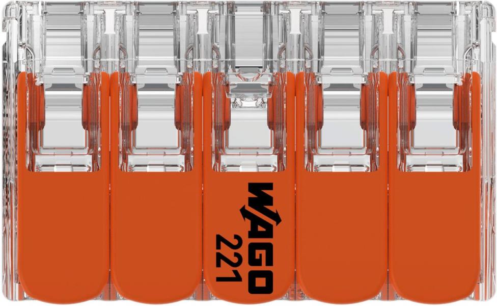 Wago 221-420 Compact-Verbindungsklemmen, 10 Klemmstellen, transparent