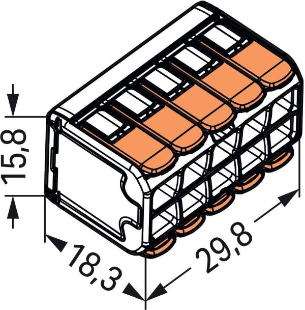 Wago 221-420 Compact-Verbindungsklemmen, 10 Klemmstellen, transparent