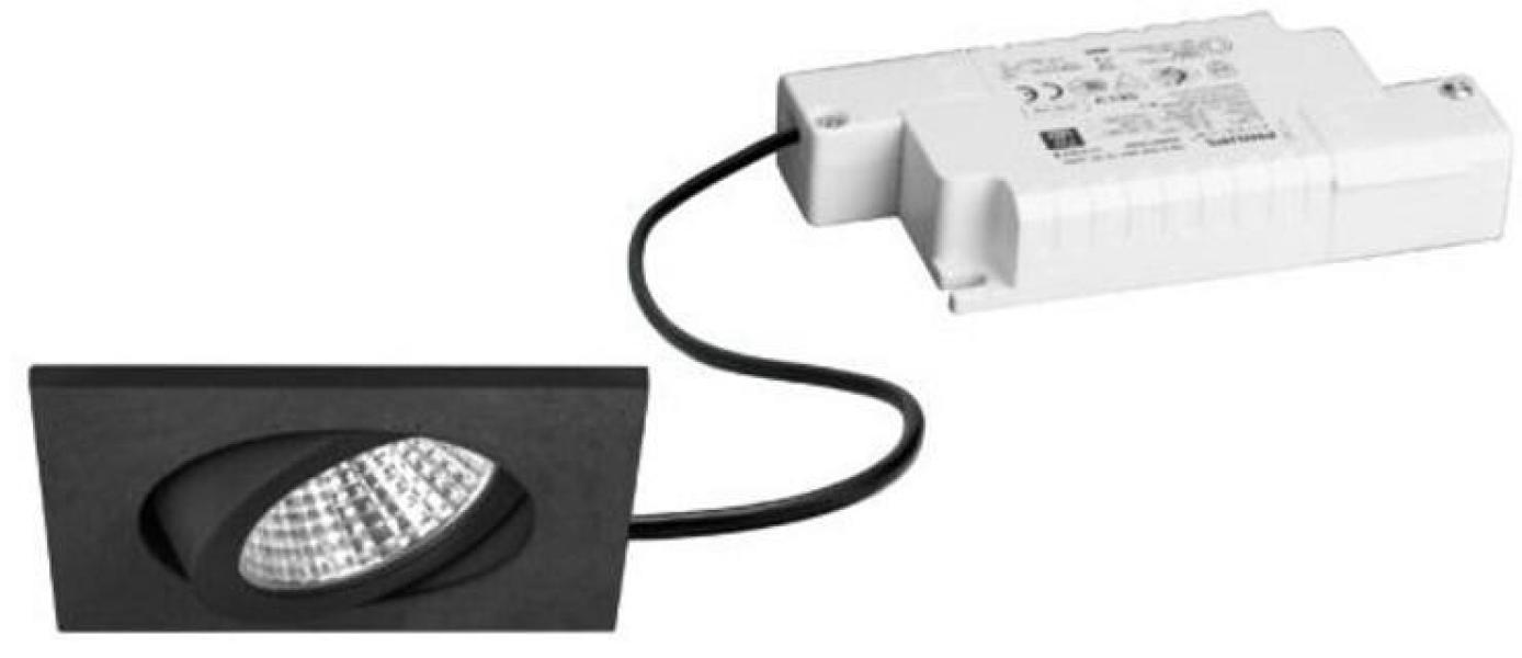 ARDEBO.de Brumberg BB05 LED-Einbaustrahler, 230VAC, 50Hz, 6W, 38°, 630lm, 3000K, quadratisch, schwenkbar, Phasenabschnitt dimmbar, schwarz (39365183)