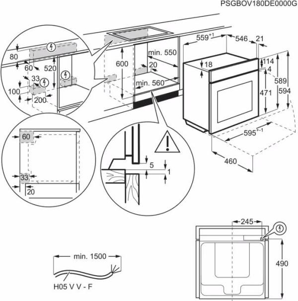 AEG TE7PB63ZAB A++ Einbaubackofen, 59,5 cm breit, 71 L, Pyrolyse, 17 Heizarten, WLAN, Kerntemperatursensor, Kindersicherung, schwarz