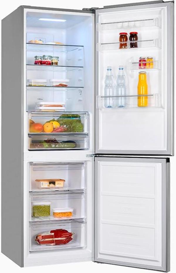 Exquisit KGC350-105-NF-040C Stand Kühl-Gefrierkombination, 60 cm breit, 347L, NoFrost, Kindersicherung, Eisbox, Superkühlen, Schnellgefrieren, inoxlook