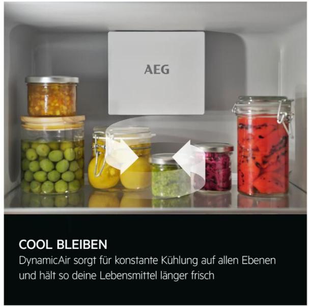 AEG TK6DS18XEC 6000 Einbaukühlschrank ohne Gefrierfach, Nischenhöhe 178,0 cm, 310 L, EEK E, DynamicAir, Coolmatic, Festtür, weiß (923584355)