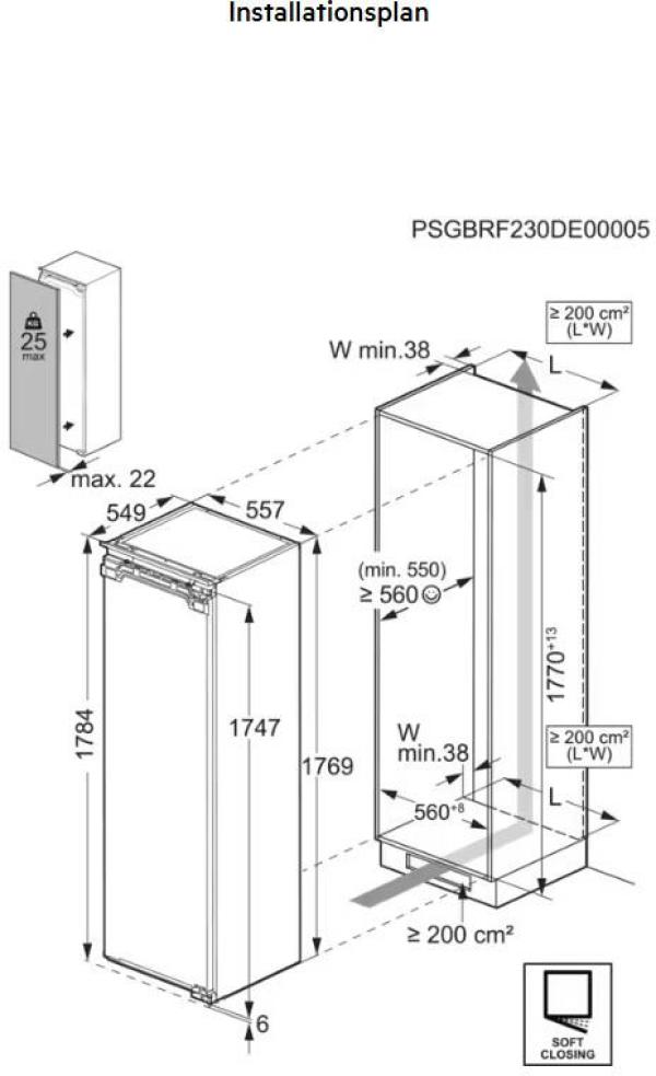 AEG TF6FS18XDC 6000 Einbaukühlschrank mit Gefrierfach, Nischenhöhe 1780 cm, 282 L, Festtürtechnik, DynamicAir, CustomFlex, TouchControl, weiß (923585344)