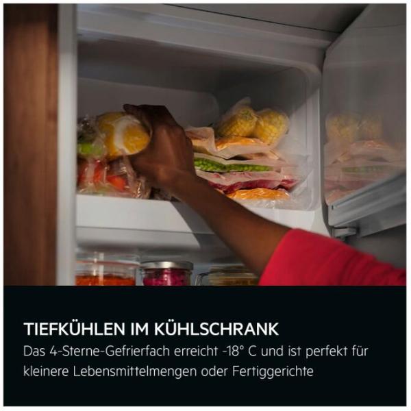 AEG OSF5O882DF 5000 Einbaukühlschrank mit Gefrierfach, Nischenhöhe 88 cm, 118 L, Festtürtechnik, OptiSpace, TouchControl-Bedienelement, FlexiShelf, Klasse SN-N-ST, weiß (933020593)