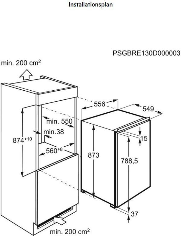 AEG OSF5O882DF 5000 Einbaukühlschrank mit Gefrierfach, Nischenhöhe 88 cm, 118 L, Festtürtechnik, OptiSpace, TouchControl-Bedienelement, FlexiShelf, Klasse SN-N-ST, weiß (933020593)