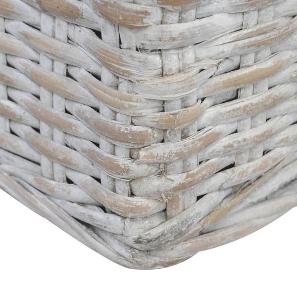 3-Sitzer-Sofa mit Kissen Grau Natürliches Rattan